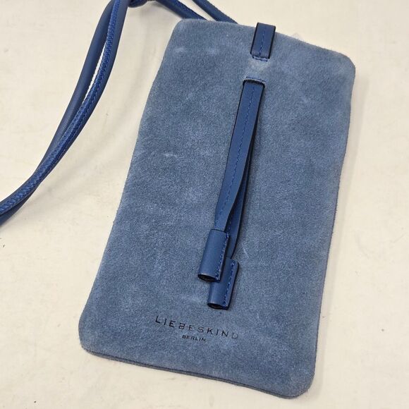 LIBESKIND Berlin Suede Leather Mobile Crossbody Pouch Necklace Accessories Blue - Picture 4 of 10